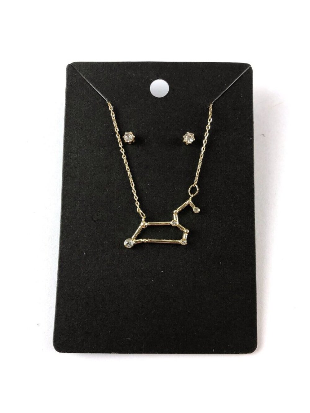 LC Lauren Conrad Gold Tone Necklace Earrings Set Leo Sign Pendant & Studs
